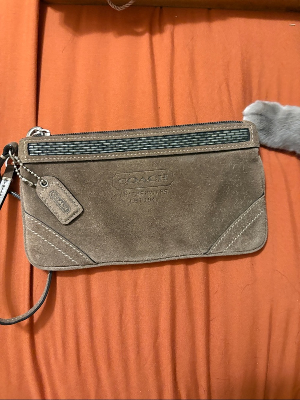 Vintage Coach Suede Wristlet in Brown with Leather Trim
